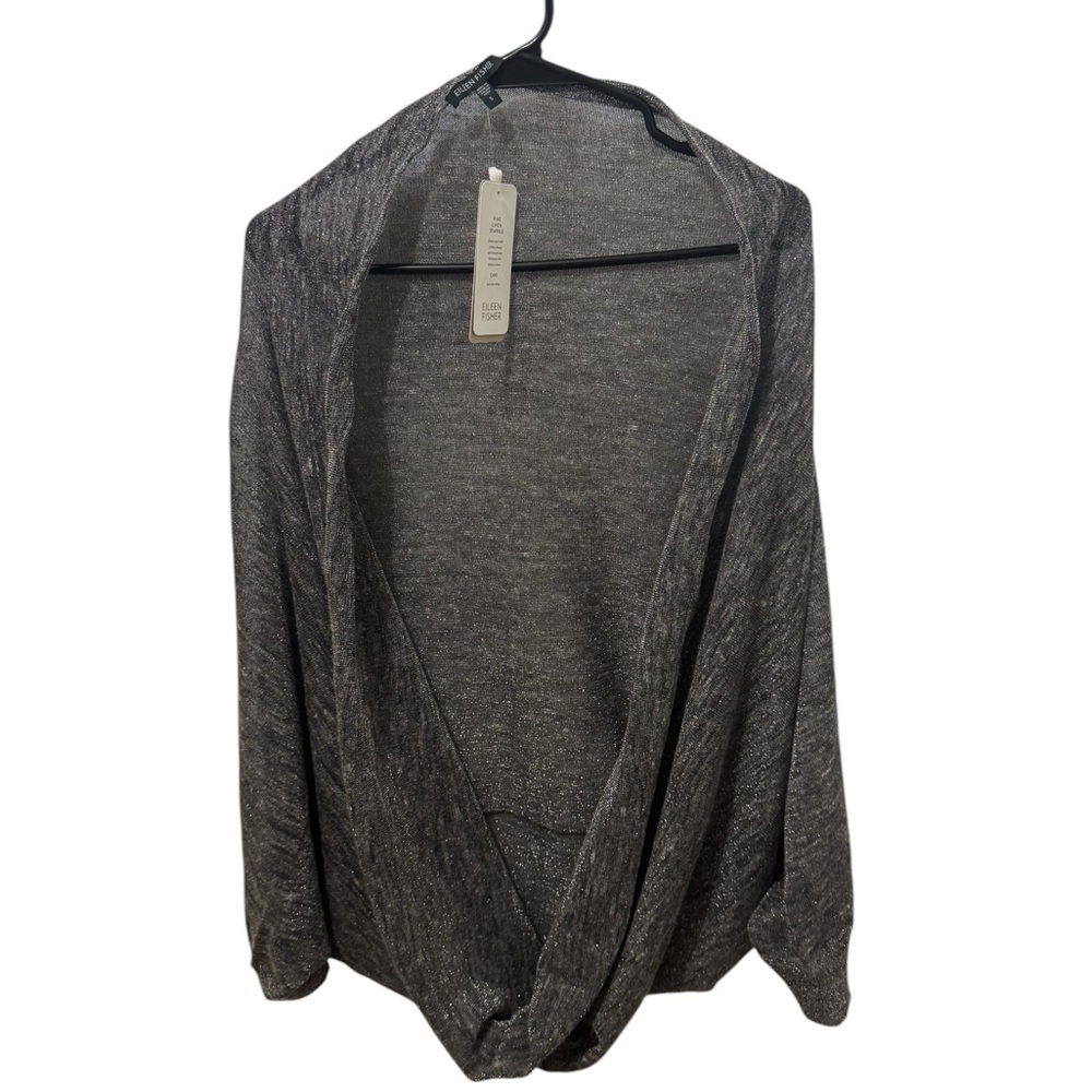 Eileen Fisher Linen Blend Metallic Shrug Size Small
